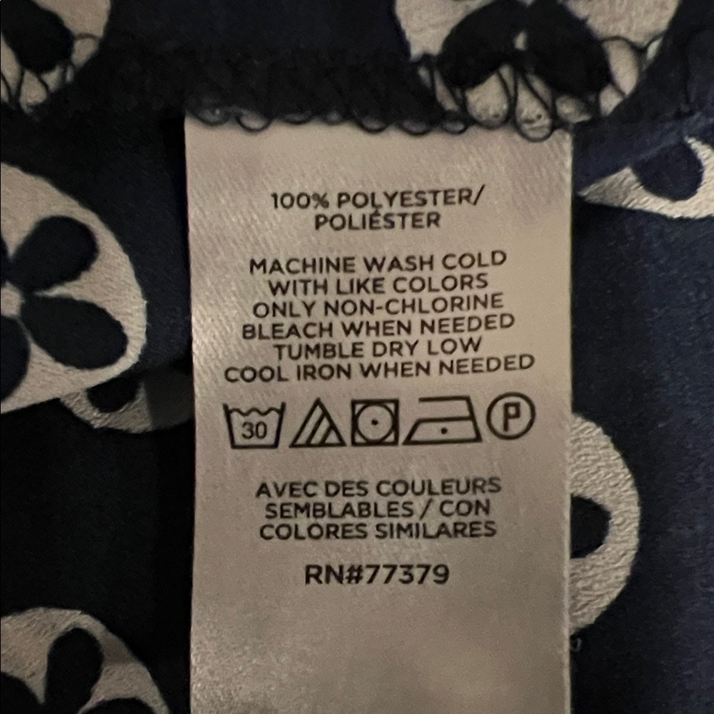 Ann Taylor Navy Patterned Sleeveless Blouse XL - Picture 5 of 5